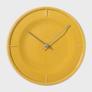 Klok keramiek - geel - ø25x3.5 cm