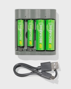HEMA GP batterij lader met 4 AA batterijen