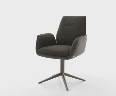 DELIFE Draaistoel Zoa-Flex materiaalmix zwart kruispoot afwerking met titanium 360° draaibaar rocker-functie pocketveer kern