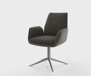 DELIFE Draaistoel Zoa-Flex materiaalmix zwart kruispoot grafiet 360° draaibaar rocker-functie pocketveer kern