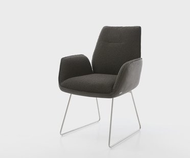 DELIFE Eetkamerstoel Zoa-Flex materiaalmix zwart slipframe roestvrij staal pocketveer kern