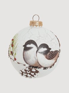 Handbeschilderde kerstbal Bird Couple