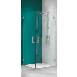 swingdeur (voor comb. hoekinstap) 900 breed 2000 hoog chroom/zilver hoogglans helder glas + antikalk