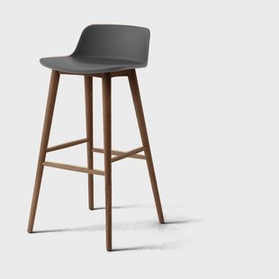 &Tradition Rely HW123 barkruk Stone grey-lackerad valnöt, 75 cm