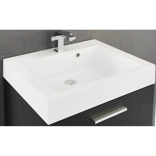 Wastafel Sanilux New York 58x46,5x10 cm 1 Kraangat Mineraalmarmer Wit