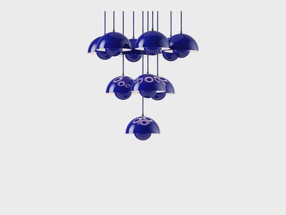 Flowerpot VP10 kroonluchter Ø53 schemerblauw - &Tradition - Woonkamer - Modern - Metaal - Meerdere lampen