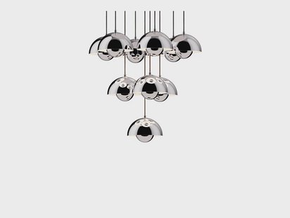 Flowerpot VP10 kroonluchter Ø53 chroom &Tradition - Woonkamer - Modern - Metaal - Meerdere lampen