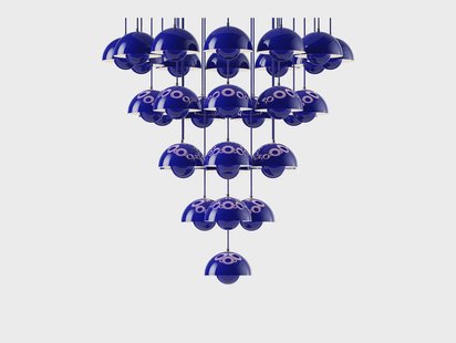 Flowerpot VP10 kroonluchter Ø89 schemerblauw &Tradition - Woonkamer - Modern - Metaal - Meerdere lampen