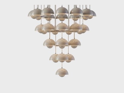 Flowerpot VP10 kroonluchter Ø89 grijs-beige &Tradition - Woonkamer - Modern - Metaal - Meerdere lampen
