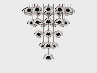 Flowerpot VP10 kroonluchter Ø89 chroom &Tradition - Woonkamer - Modern - Metaal - Meerdere lampen