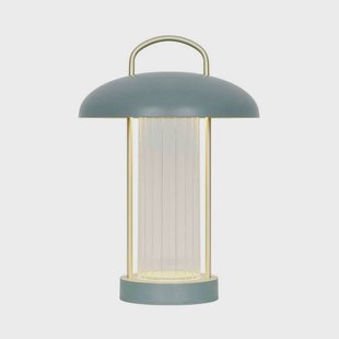 Nordlux LED tafellamp Mirano, hoogte 29 cm, stofgroen, metaal