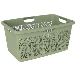 Leen Bakker - Wasmand Bladeren - 47L - Polypropyleen - Groen - 39x59x28 Cm