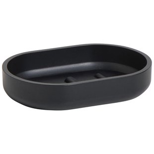 Leen Bakker - Zeepbakje Basic - Polyresin - Zwart - 9x12.5x2.5 Cm