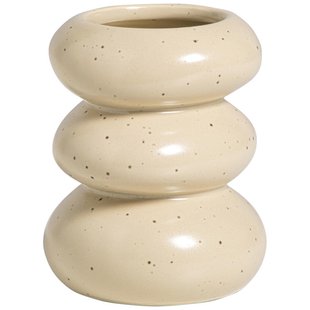 Leen Bakker - Tandenborstelhouder Pebbles - Keramiek - Beige - 8.6x8.6x10.4 Cm