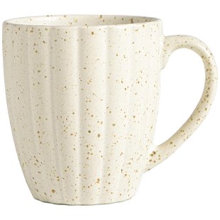 Leen Bakker - Mok Met Oor Flora Naturel - Stoneware - Beige - H9.5 Cm
