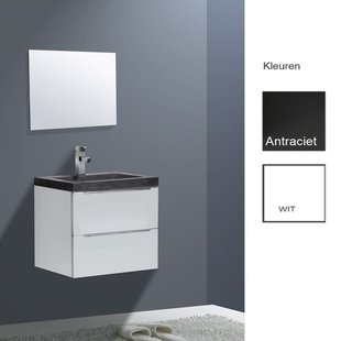 Badkamermeubelset Sanilux Senza Stone 60x47x50 cm Hoogglans Antraciet