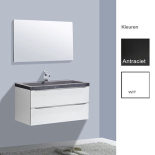 Badkamermeubelset Sanilux Senza Stone 100x47x50 cm 1 Kraangat Hoogglans Antraciet