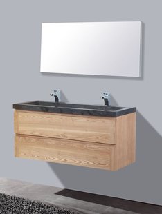 Badkamermeubelset Sanilux Wood Stone 120x47x50 cm Massief Eikenhout