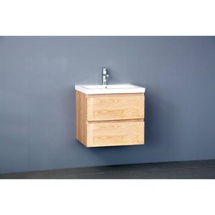 Badkamermeubelset Sanilux Wood Keramiek 60x47x50 cm Eikenhout (inclusief 1 kraangat)
