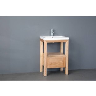 Badkamermeubelset Sanilux Robusta Keramiek 60x47x85 cm 1 Kraangat Massief Eikenhout