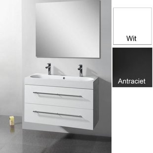 Badkamermeubelset Sanilux Compactline 100x38x50 cm 2 Kraangaten Hoogglans Wit