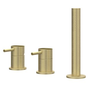 IVY Concord Badrandcombinatie - 3-weg - mengkraan - uittrekbare handdouche - zonder uitloop - RVS316 - geborsteld mat goud PVD 6301142