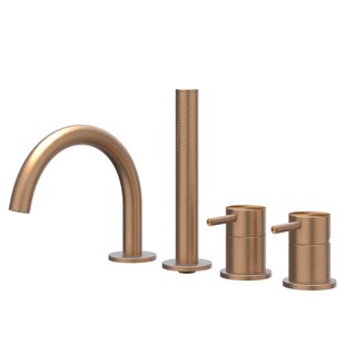 IVY Concord Badrandcombinatie - 4-wegs - mengkraan - draaibare uitloop - uittrekbare handdouche - RVS316 - geborsteld mat koper PVD 6301163