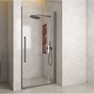 Aqua Vista Pisa Giro de Luxe front draaideur 90x200 cm Gun Metal Light R-QP-GX90-GML