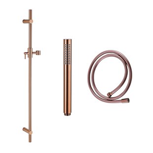 Fortifura Calvi glijstangset met staafhanddouche, gladde doucheslang Geborsteld koper PVD SW970053/SW970046/SW799407