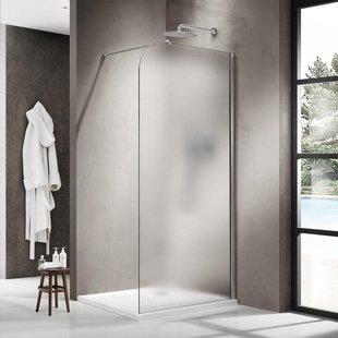 Fortifura Galeria Inloopdouche - 90x200cm - afgeronde glaswand - rechts - mat glas - wandarm - Chroom SW1421080/SW797904