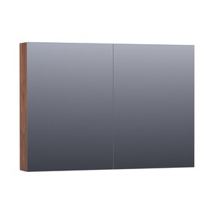 BRAUER Impress Deluxe spiegelkast - 100x70x15cm - interne en externe verlichting - 2 dubbelzijdige spiegeldeuren - Forest Cacao SK-IMD100FC