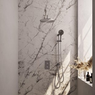 Brauer Brushed Edition Regendoucheset inbouw - hoofddouche 30cm - Gladde knop - handdouche rond 3 standen - glijstang - PVD - geborsteld RVS 5-NG-069