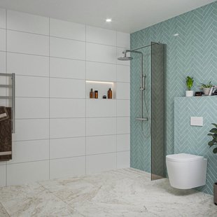 Fortifura Galeria inloopdouche - 30x200cm - rookglas - wandarm - chroom SW797930/SW797904