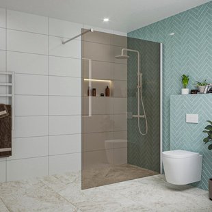 Fortifura Galeria inloopdouche - 140x200cm - rookglas - wandarm - mat wit SW797946/SW797906