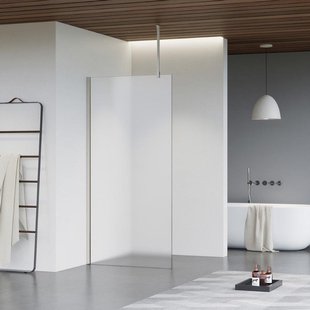 Fortifura Galeria inloopdouche - 90x200cm - mat glas - plafondarm - Geborsteld RVS PVD (RVS) SW797929/SW797908/SW804544
