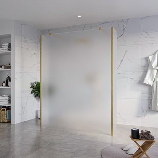 Fortifura Galeria Vrijstaande Inloopdouche - 160x200cm - Glas mat - antikalk - 8mm veiligheidsglas - 2 zijwanden 40cm - wandsteunen en hoekprofielen - Geborsteld Messing PVD (Goud) SW927770 2x/SW797932/SW797921 2x/SW798731 2x