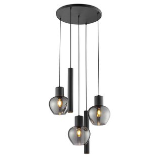 Brilliant Hanglamp Ligari - Zwart - Rookglas - D65cm - 3xe27 - 2xgu10