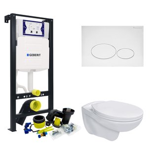 Toiletset Plieger Frame By Geberit met Basic Pro Randloos Toilet Wit Glans en Softclose Zitting
