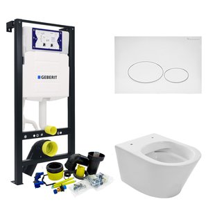 Toiletset Plieger Frame By Geberit met Wiesbaden Vesta Toilet Wit Glans en Softclose Zitting