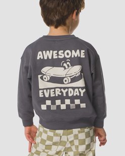 HEMA Kindertrui sweatstof skateboard donkergrijs (donkergrijs)