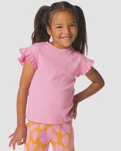 HEMA Kinder T-shirts rib bloemen - 2 stuks roze (roze)