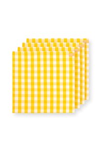 Pip Studio Set/4 Servetten Check Geel