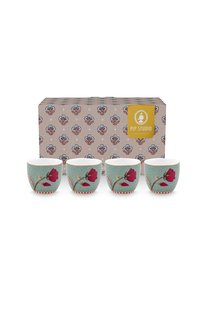 Pip Studio Set/4 Eierdopjes Blooming Tales Fantasy Blauw