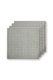 Pip Studio Set/4 Servetten Blooming Tales Bustani Khaki/Blauw