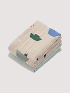 Mousseline doekjes Lewis van biokatoen, 2-delig