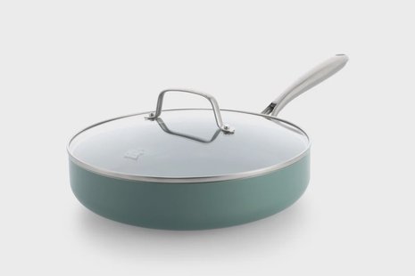 HEMA BK hapjespan met deksel Ø28cm keramisch PFAS-vrij groen