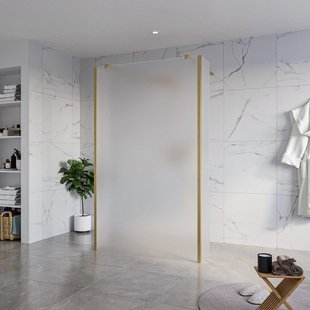 Fortifura Galeria Vrijstaande Inloopdouche - 120x200cm - Glas mat - antikalk - 8mm veiligheidsglas - 2 zijwanden 40cm - wandsteunen en hoekprofielen - Geborsteld Messing PVD (Goud) SW927770 2x/SW797928/SW797921 2x/SW798731 2x