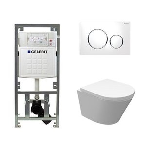 Wiesbaden Vesta Inbouwset - compact - 47cm - diepspoel wandcloset - softclose - quickrelease - rimless - afdekplaat sigma20 - wit 0701131/sw53743/sw98662/