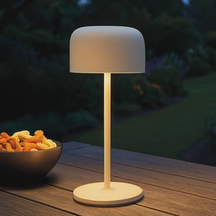 FH Lighting LED-batterij-tafellamp Finley zandbeige Hoogte 22 cm Metaal, IP54