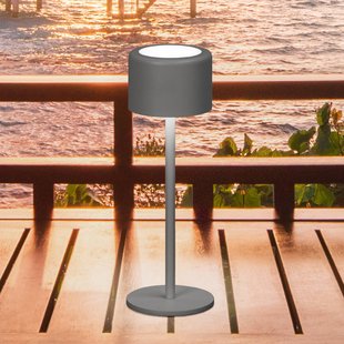 FH Lighting LED tafellamp op accu Juna, zandgrijs Hoogte 25 cm Metaal, IP54